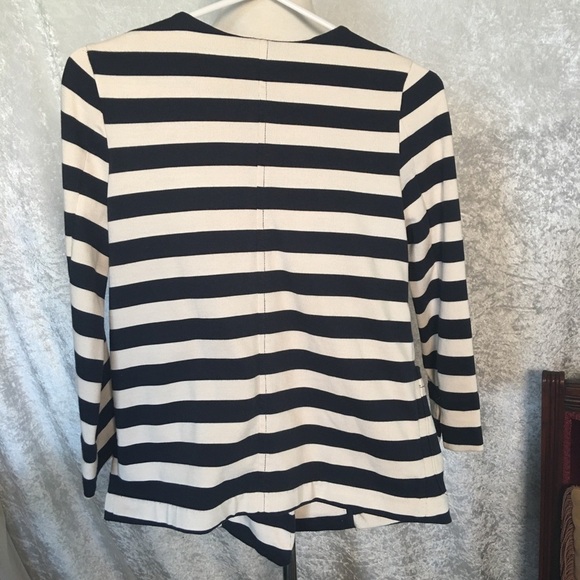 J. Crew Nautical Striped Cardigan Double Breasted Cream Navy blazer Size XXS - Picture 3 of 10